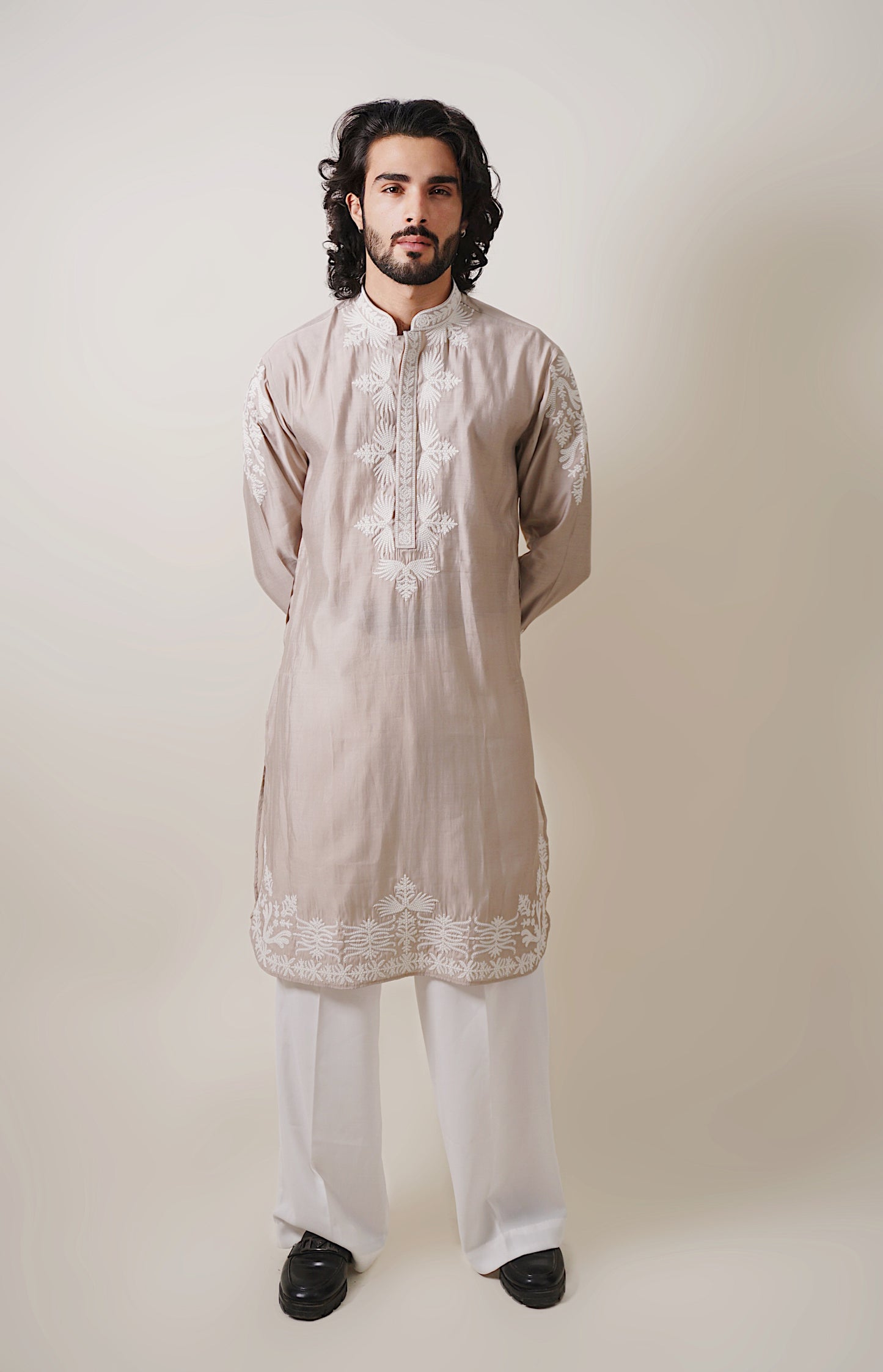 Onion Pink Embroided Kurta