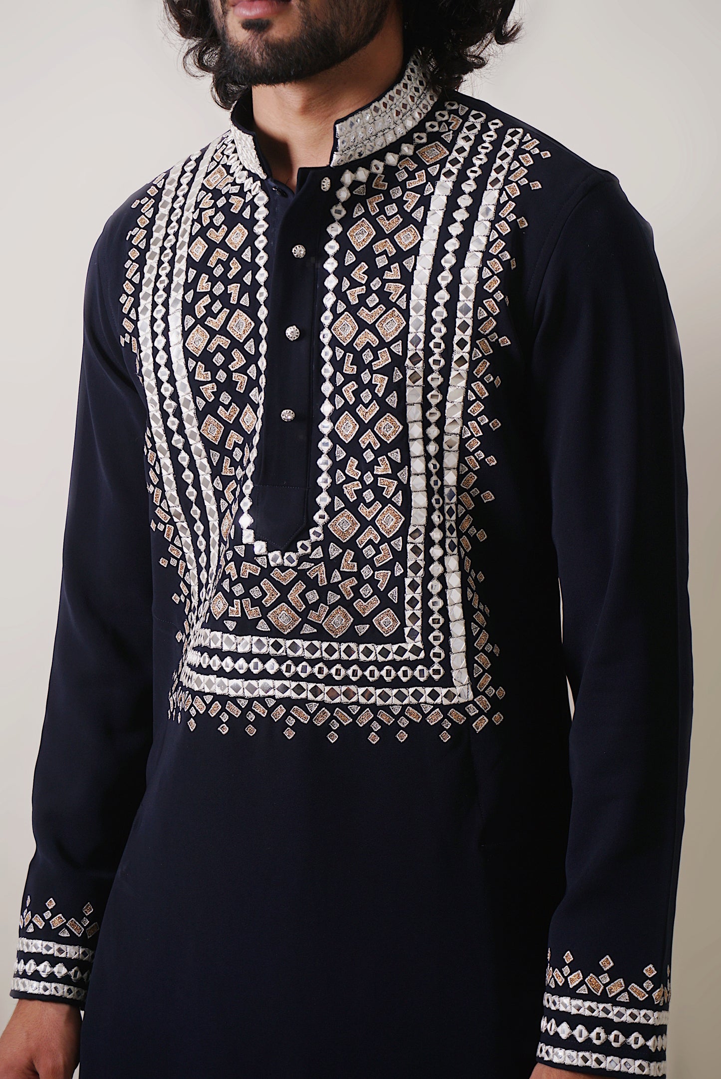 Metalic Tone Embroided Kurta