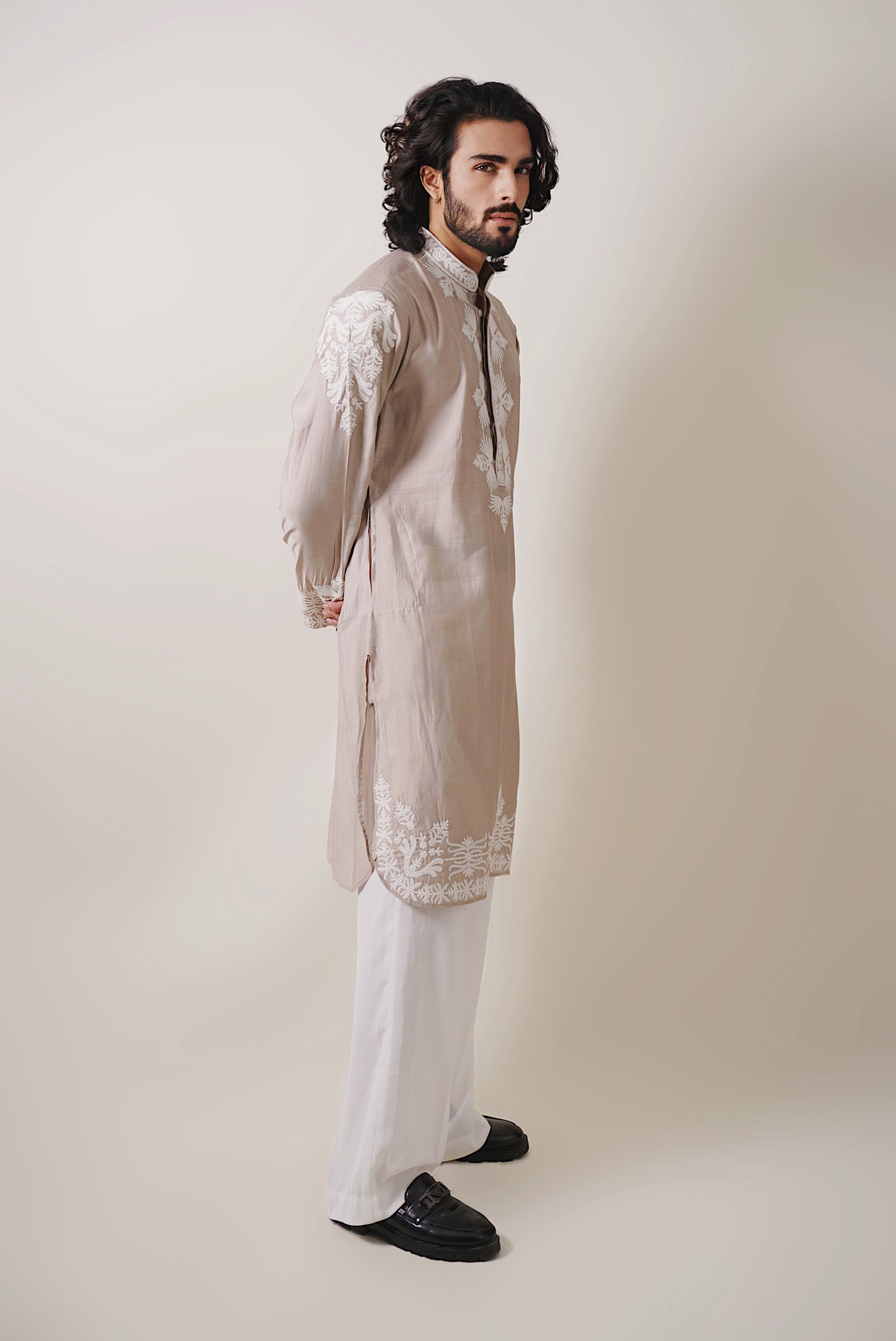 Onion Pink Embroided Kurta