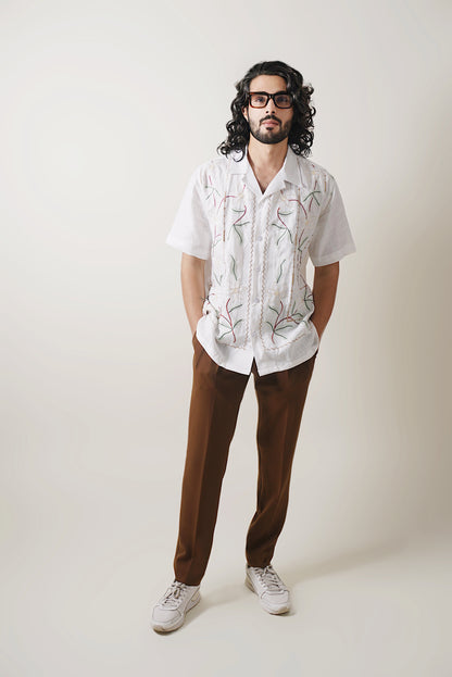 Floral Embroided Linen Shirt